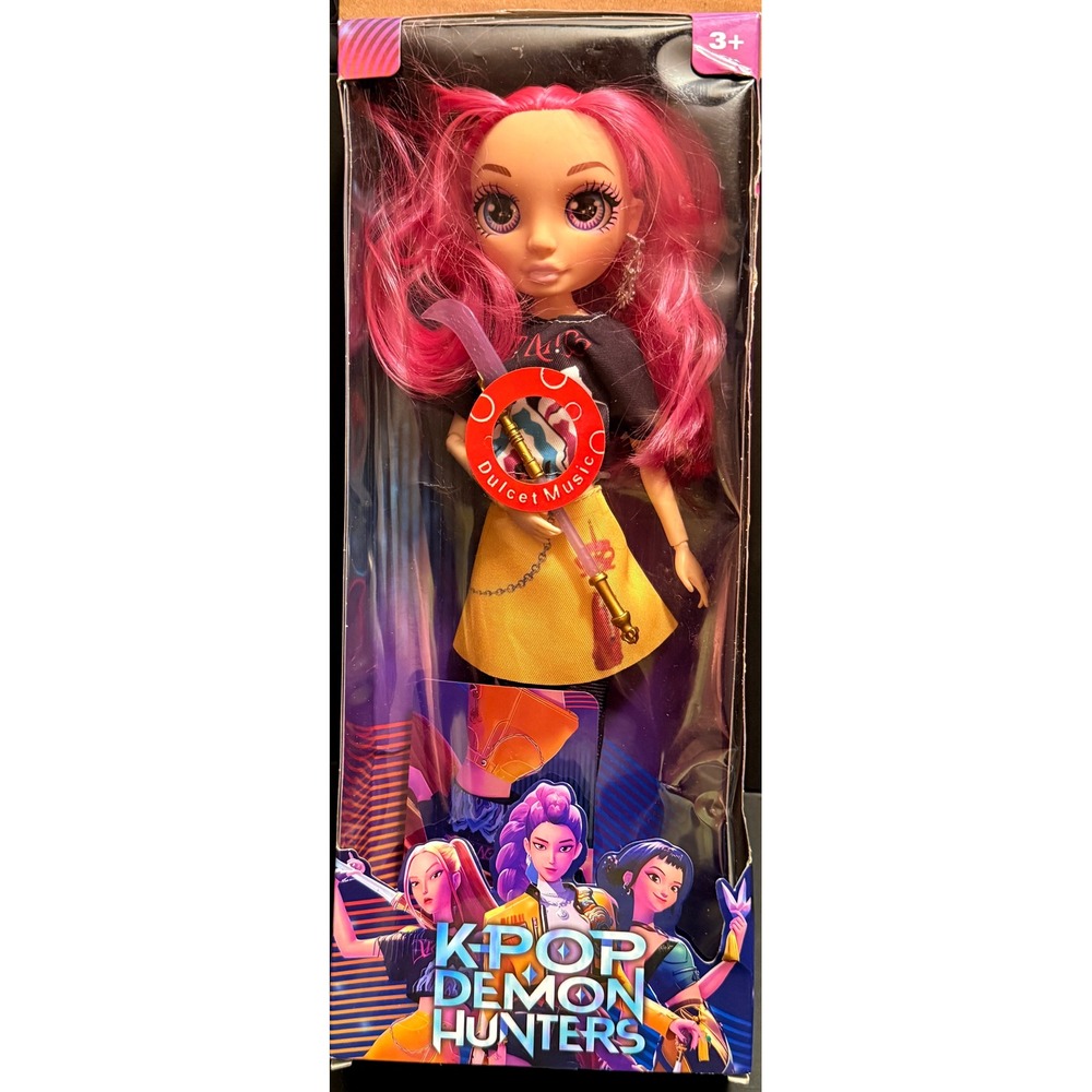 K-Pop Demon Hunters Fashion Doll NEW Pink Hair Music Staff Action Figure